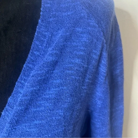 Eileen Fisher Blue Open Front Organic Linen Cotton Knit Cardigan Sweater Sz LP - Picture 5 of 8